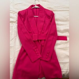 Fashion Nova Pink Belted blazer dress